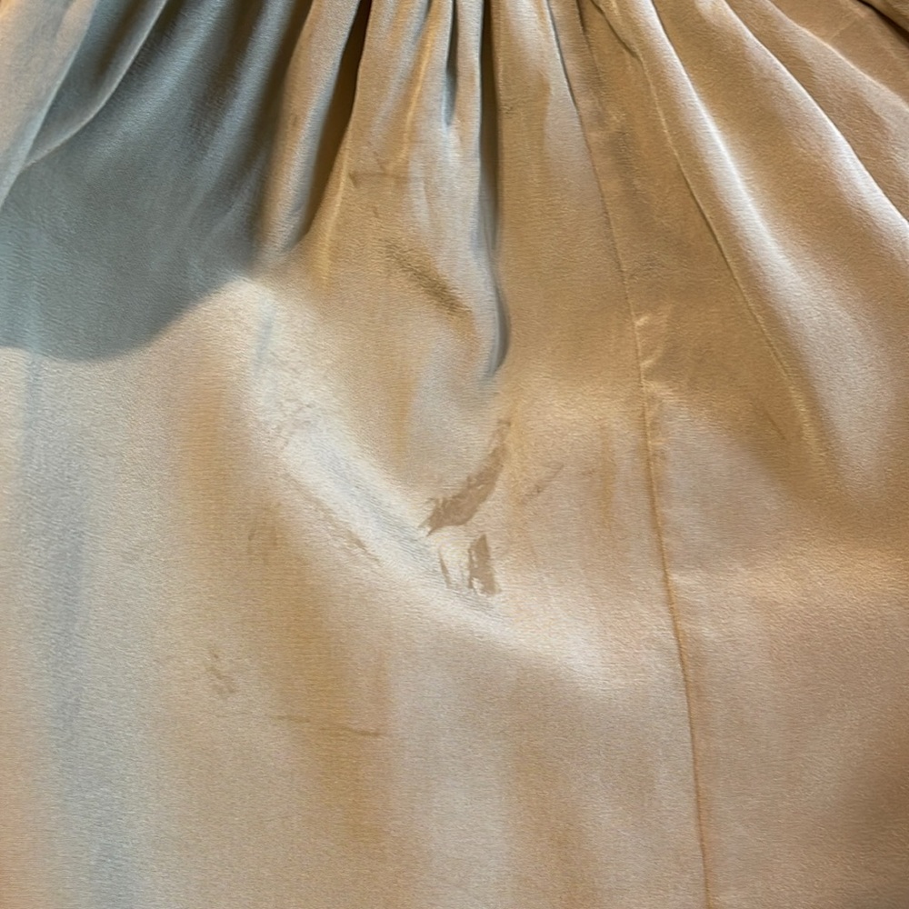 Tibi 100% Silk Eco Halter Drop Waist Ruched Midi Dress Tan Ochre Green size 4 - Picture 9 of 10